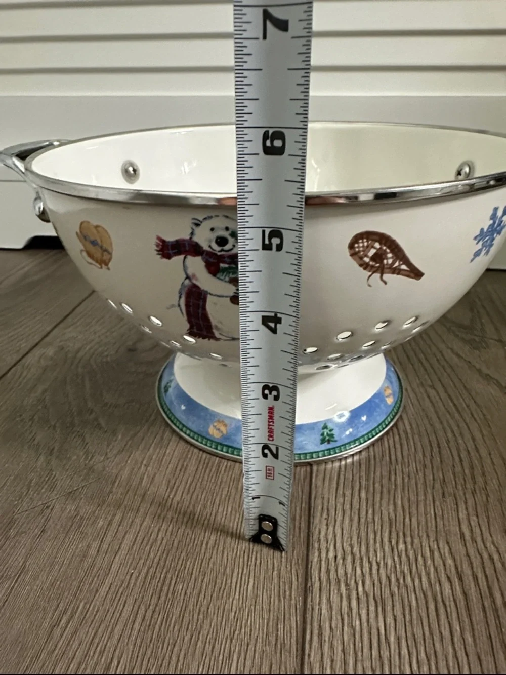 Pfaltzgraff Snow Bear Holiday Enameled Metal Colander 3 Quart‎